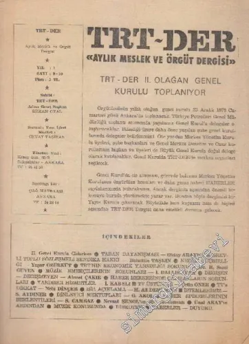 TRT - Der Aylık Meslek ve Örgüt Dergisi - Sayı: 9 - 10    1