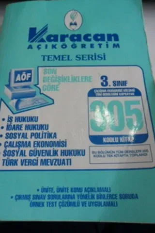 3. Sınıf Çalışma Ekonomisi Bölümü 305 Kodlu Kitap