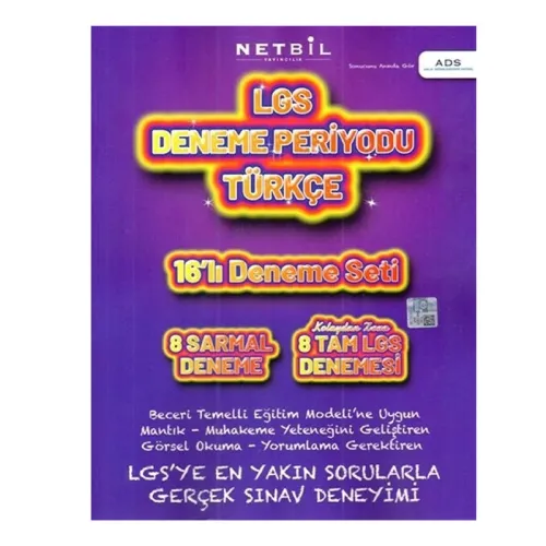 NETBİL 8.Sınıf LGS TÜRKÇE 16 lı Deneme Seti PERİYODU