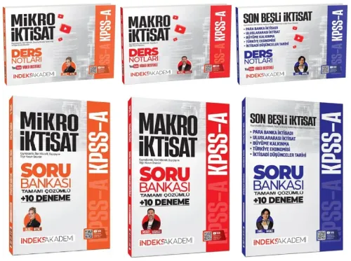 İndeks Akademi 2026 KPSS A Grubu Mikro Makro İktisat Son Beşli Video Ders Notları Soru Bankası 6'lı Set