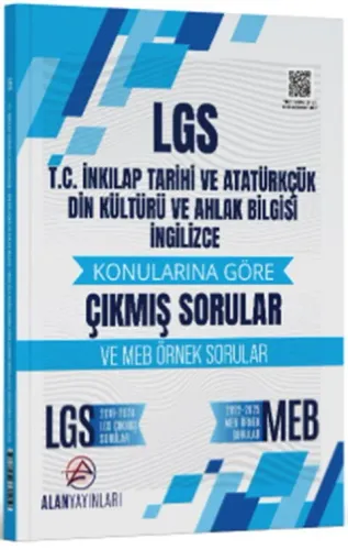 Alan Yayınları 8. Sınıf LGS T.C. İnkılap Tarihi ve Atatürkçülük Din Kültürü ve İngilizce Konularına Göre Çıkmış Sorular