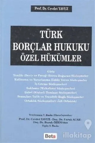Türk Borçlar Hukuku Özel Hükümler (Ciltli)