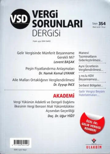 Vergi Sorunları Dergisi Sayı:354 Yıl:41 Mart 2018