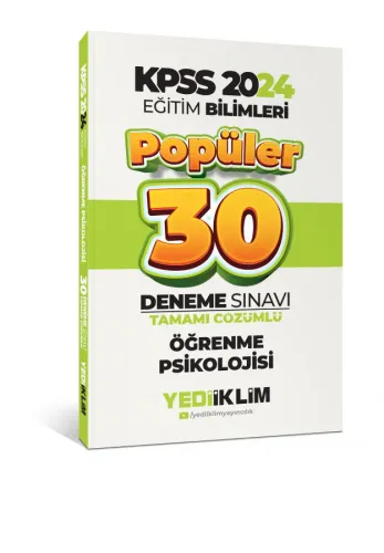 Yediiklim Yayınları 2024 Eğitim Bilimleri Öğrenme Psikolojisi Popüler Tamamı Çözümlü 30 Deneme