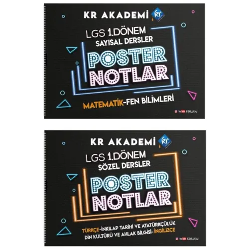 KR Akademi 8. Sınıf Poster Notlar Seti 1. Dönem 2023