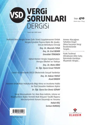 Vergi Sorunları Dergisi Sayı: 410 Yıl: 45 Kasım 2022