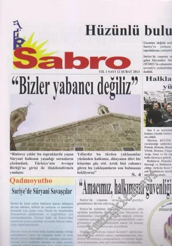 SÜRYANİ: Sabro ( Umut ) - Aylık Bağımsız Siyasi Gazete - Sayı: 12    Yıl: 1  Şubat