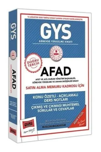 ​​Yargı Yayınları GYS AFAD Satın Alma Memuru Kadrosu İçin Konu Özetli Çıkmış ve Çıkması Muhtemel Sorular