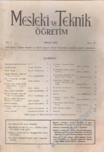 Mesleki ve Teknik Öğretim - Sayı: 10    Yıl: 1  Aralık 1953