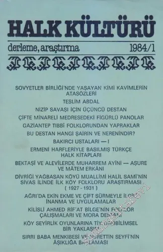 Halk Kültürü: Derleme Araştırma 1984 / 1 -       Ocak 1984