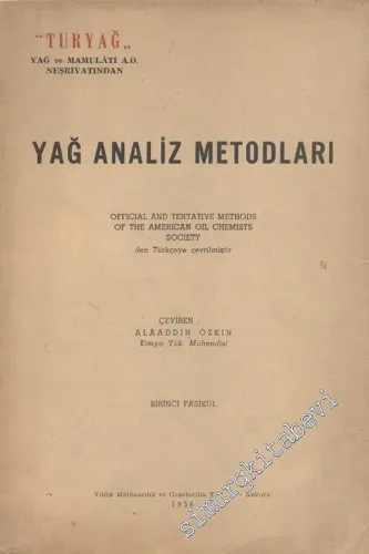 Yağ Analiz Metodları - Birinci Fasikül -        1956