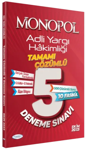 Adli Yargı Hakimliği Çözümlü 5 Deneme Sınavı