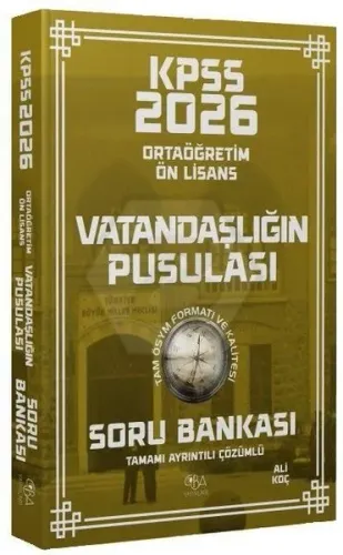 CBA Yayınları 2026 KPSS Lise Ortaöğretim Ön Lisans Vatandaşlık Vatandaşlığın Pusulası Soru Bankası Çözümlü