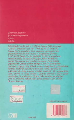 Seçme Şiirler Cahit Külebi Adam Yayınları %60 indirimli