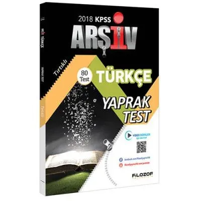 Filozof KPSS Arşiv Türkçe Yaprak Test 2018