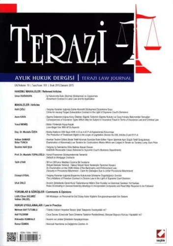 Terazi Aylık Hukuk Dergisi Yıl: 10 Sayı: 101 Ocak 2015