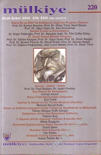 Mülkiye - Sayı:220, Yıl:33, Cilt: 24, Ocak - Şubat 2000