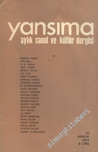 Yansıma Aylık Sanat ve Kültür Dergisi - Sayı 12, Aralık 1972