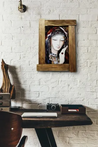 3D Yüzük ve Kadın Ahşap Tablo