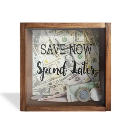 Camlı Ahşap Kumbara Save Now - Halkkitabevi Camlı Ahşap Kumbara Save Now - Halkkitabevi