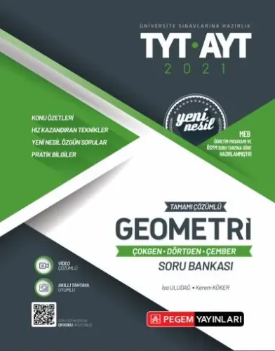 Pegem TYT-AYT Geometri (Çokgen-Dörtgen-Çember) Soru Bankası 2021-YENİ