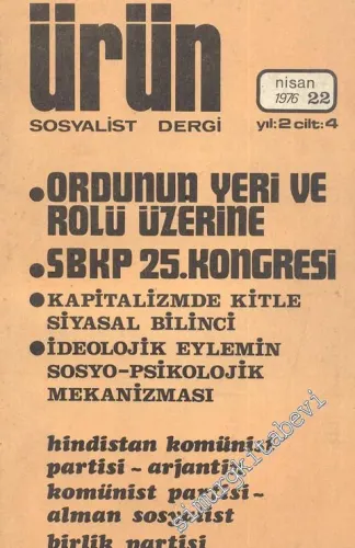 Ürün Sosyalist Dergi - Sayı: 22, Nisan 1976