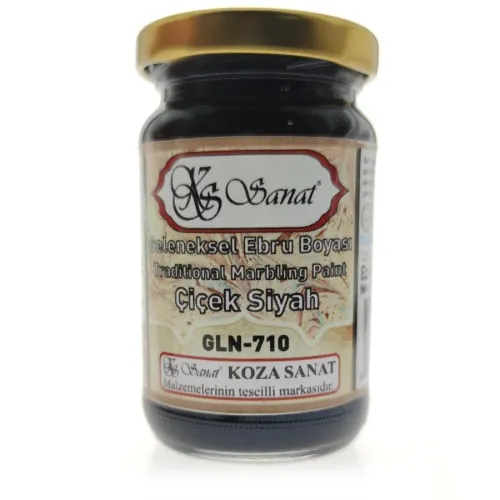 Koza Sanat Ebru Boyası ÇİÇEK SİYAH