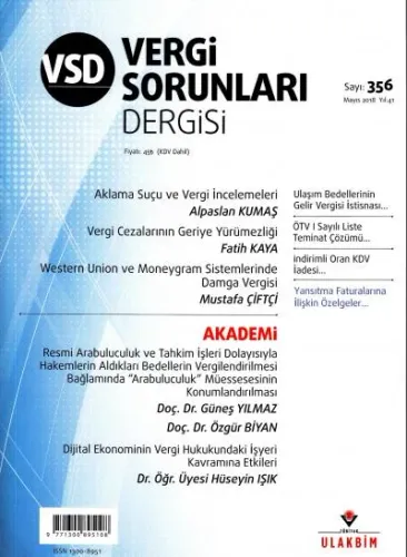Vergi Sorunları Dergisi Sayı:356 Mayıs 2018 Yıl:41