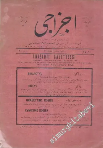 OSMANLICA: Eczacı = Eczacı Gazettessi: Fenni Eczacı Gazetesidir -     16   1926
