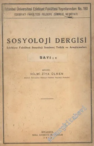 Sosyoloji Dergisi - Cilt: 1, Sayı: 1, 1941 - 1942       1942