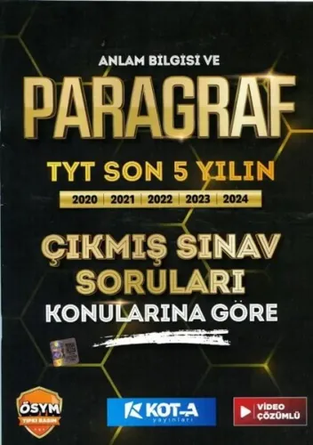 Kota Yayınları TYT Anlam Bilgisi ve Paragraf Son 5 Yılın Çıkmış Soruları