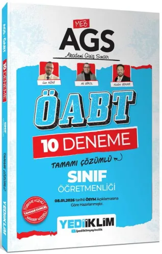 Yediiklim Yayınları 2026 MEB AGS ÖABT Sınıf Öğretmenliği Tamamı Çözümlü 10 Deneme Sınavı