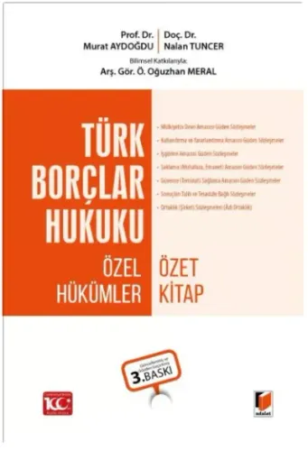 Türk Borçlar Hukuku Özel Hükümler Özet Kitap
