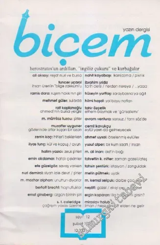 Biçem Aylık Yazın Dergisi - Sayı: 12      Şubat