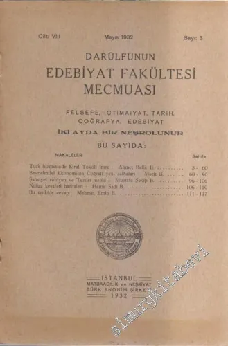 Darülfünun Edebiyat Fakültesi Mecmuası: İki Aylık Felsefe, İçtimaiyat,