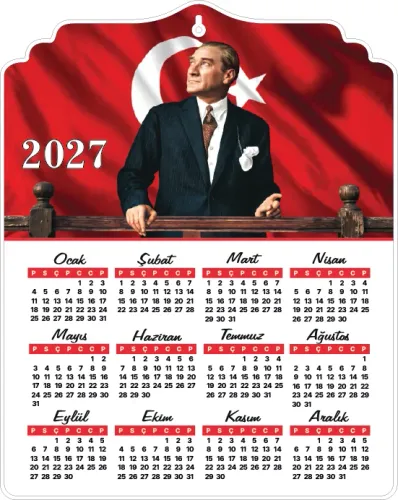 İstikbal 2027 Ahşap Atatürk Duvar Takvimi