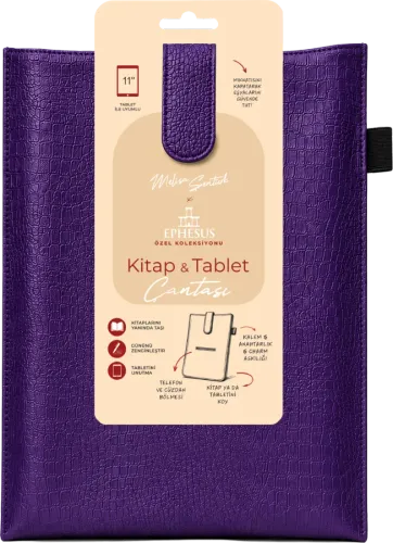 YENİ NESİL KİTAP VE TABLET ÇANTASI - ÖZEL DERİ DOKULU (MOR)