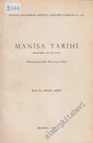 Manisa Tarihi - Magnesia Ad Sipylum: Başlangıçtan M.S. 395 Yılına Kadar -        1983