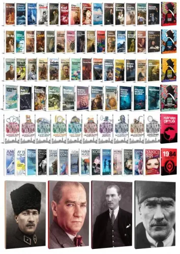 84 Dünya Klasiği ve Atatürk Temalı 64 Sayfa Çizgili Defter Seti -1 - H