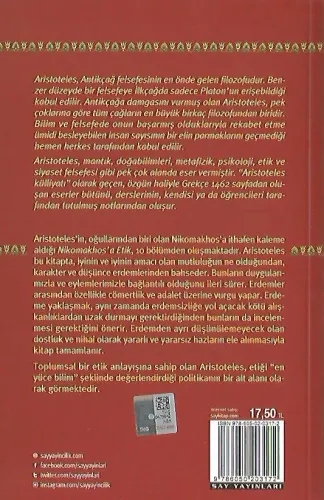 Nikomakhos'a Etik Aristoteles Say Yayınları %46 indirimli