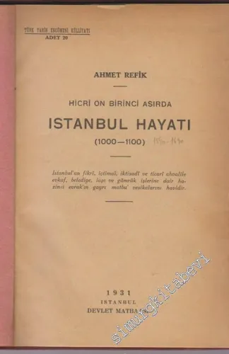 Hicri On Birinci Asırda İstanbul Hayatı 1000 - 1100 -