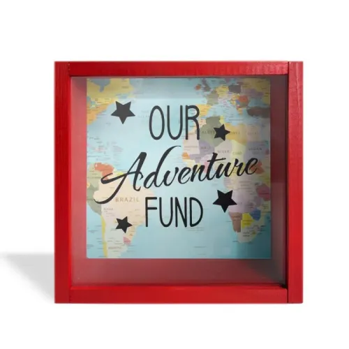 Camlı Ahşap Kumbara Adventure Kırmızı