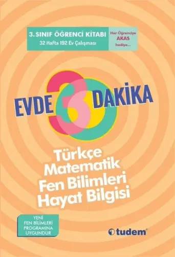 Tudem Yayınları 3. Sınıf Evde 30 Dakika Türkçe Matematik Fen Bilimleri Hayat Bilgisi Soru Ev Çalışması Tudem