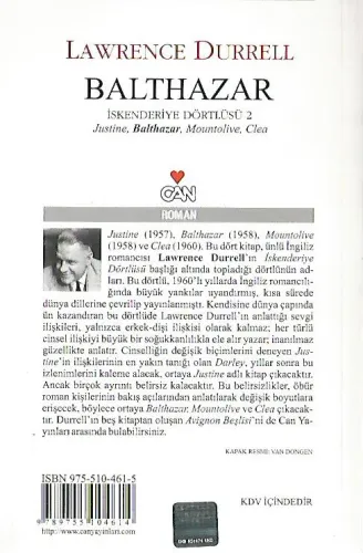 Balthazar İskenderiye Dörtlüsü 2 Lawrence Durrell Can Yayınları %52 in