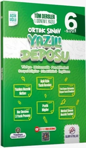 Alan Yayınları 6. Sınıf Tüm Dersler Ortak Sınav 1. Dönem 1. Deneme