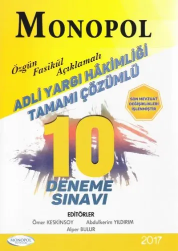 Adli Yargı Hakimliği Tamamı Çözümlü 10 Deneme Sınavı
