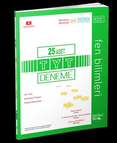 Üç Dört Beş Yayınları TYT Fen Bilimleri 25 Adet Deneme Üç Dört Beş