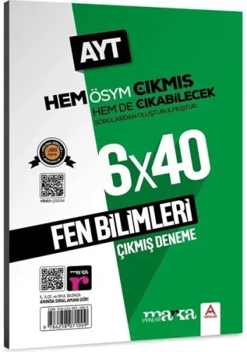 AYT Fen Bilimleri ÖSYM Çıkmış ve Çıkabilecek 6 Deneme Sınavı Tamamı Video Çözümlü Marka Yayınları