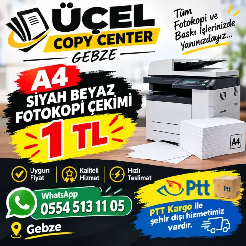 Dilovası Fotokopi A4 Siyah Beyaz Fotokopi Çekimi