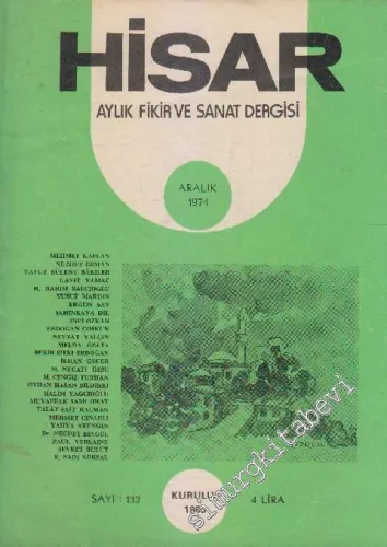 Hisar Aylık Fikir ve Sanat Dergisi - Sayı: 132  14    Aralık